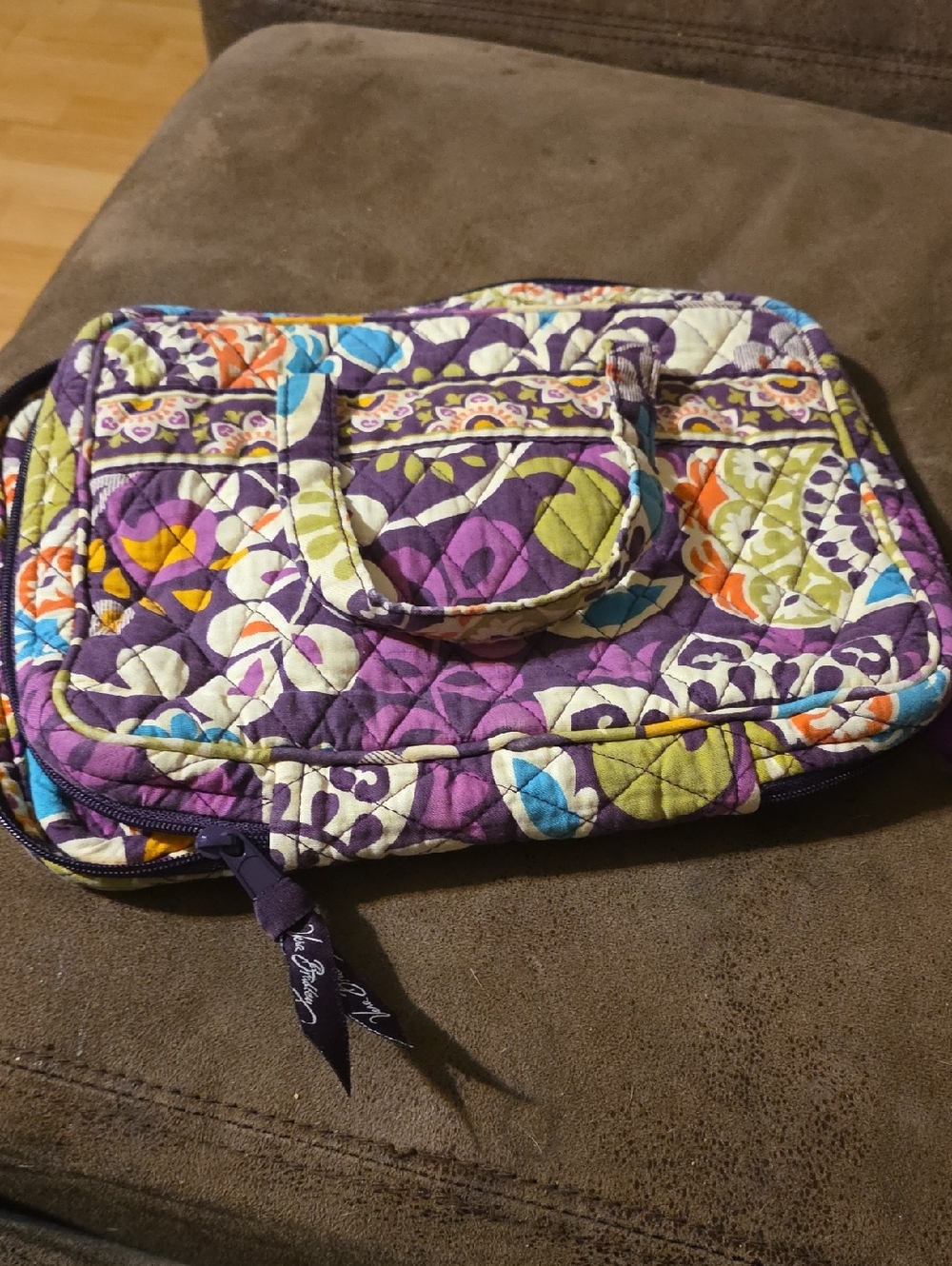 Vera Bradley Quilted Pouch in Purple and Cream Floral